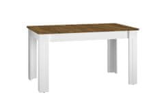 Veneti Rozkladací jedálenský stôl BRIANA - 140x82, biely / dub lefkas