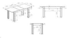 Veneti Rozkladací jedálenský stôl BRIANA - 140x82, biely / dub lefkas