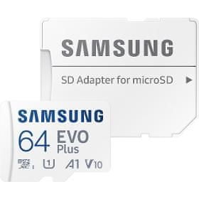 SAMSUNG MicroSDXC 64GB EVO Plus+SD adap