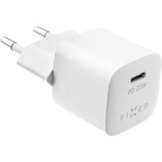 FIXED Mini adaptér, USB-C kab, 20W, biely