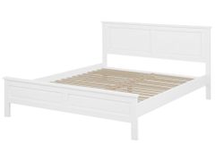 Beliani Drevená posteľ 180 x 200 cm biela OLIVET