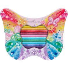 Faber-Castell Pastelky Sparkle, darčekový set 20 farebný plech motýľ