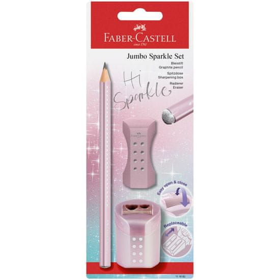 Faber-Castell Grafitová ceruzka Sparkle Jumbo + guma +strúhadlo, BL