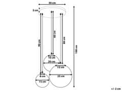 Beliani Závesná lampa s 3 sklenenými tienidlami LADON
