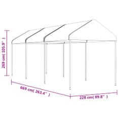 Petromila vidaXL Altánok so strechou, biely 6,69x2,28x2,69 m, polyetylén