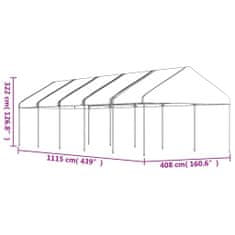 Vidaxl Altánok so strechou, biely 11,15x4,08x3,22 m, polyetylén