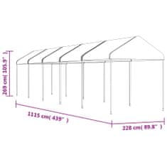 Petromila vidaXL Altánok so strechou, biely 11,15x2,28x2,69 m, polyetylén