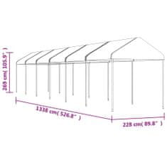 Petromila vidaXL Altánok so strechou, biely 13,38x2,28x2,69 m, polyetylén