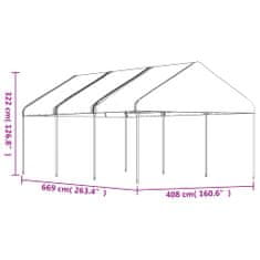 Petromila vidaXL Altánok so strechou, biely 6,69x4,08x3,22 m, polyetylén