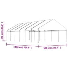 Vidaxl Altánok so strechou, biely 13,38x5,88x3,75 m, polyetylén