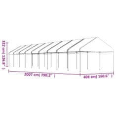 Vidaxl Altánok so strechou, biely 20,07x4,08x3,22 m, polyetylén