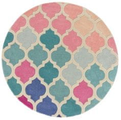Ručne všívaný kusový koberec Illusion Rosella Pink/Blue kruh 160x160 (priemer) kruh