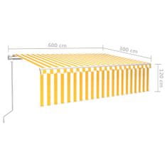 Vidaxl Automatická markíza tienidlo&LED&senzor vetra 6x3 m žlto-biela