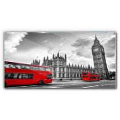 COLORAY.SK Skleneny obraz Londýnske očnej červené autobusy 140x70 cm