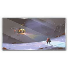 COLORAY.SK Skleneny obraz Hory snehová helikoptéra 140x70 cm