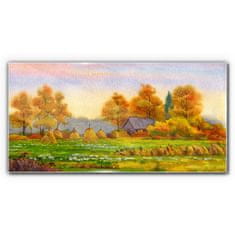 COLORAY.SK Skleneny obraz Jesenné maľba dediny 100x50 cm