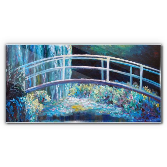 COLORAY.SK Skleneny obraz Maľovanie most kvety