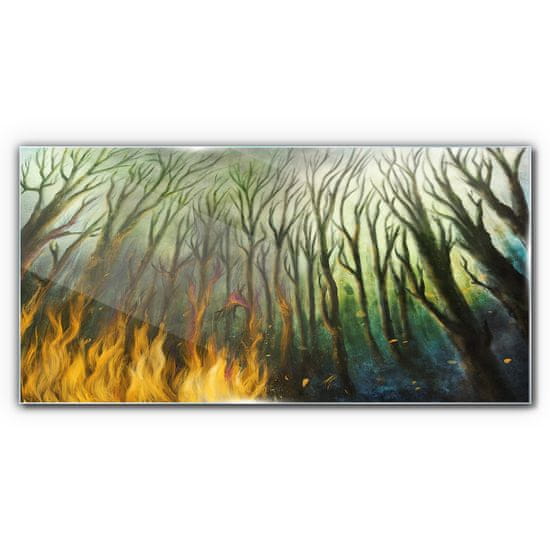 COLORAY.SK Skleneny obraz Maľovanie lesné strom oheň