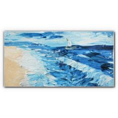 COLORAY.SK Skleneny obraz Maľovanie pobreží mora lodi 100x50 cm