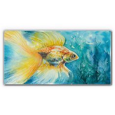 COLORAY.SK Skleneny obraz Aquarelle zlatá rybka voda 100x50 cm