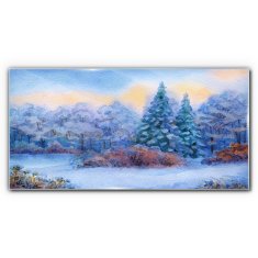 COLORAY.SK Skleneny obraz Akvarel snow strom les 120x60 cm