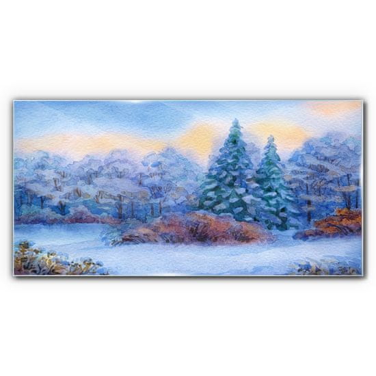 COLORAY.SK Skleneny obraz Akvarel snow strom les