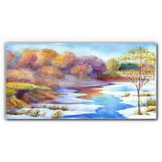 COLORAY.SK Skleneny obraz Akvarel strom rieka 140x70 cm
