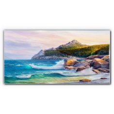 COLORAY.SK Skleneny obraz Maľovanie lesného pobreží mora 140x70 cm