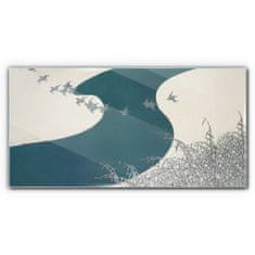 COLORAY.SK Sklenený obraz Zimná rieka snehové vtáky 100x50 cm
