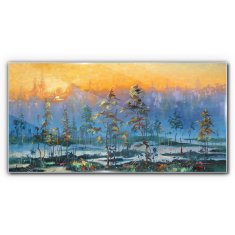 COLORAY.SK Skleneny obraz Maľovanie lesa slnko 140x70 cm
