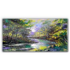 COLORAY.SK Skleneny obraz Maľovanie lesných riek 140x70 cm