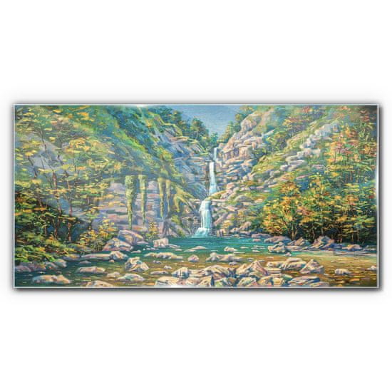 COLORAY.SK Skleneny obraz Maľovanie vodopádov stromov