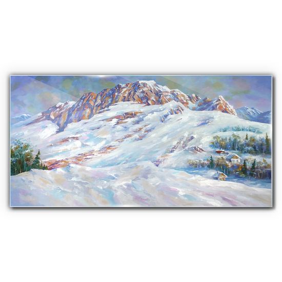 COLORAY.SK Skleneny obraz Zimné maľba snehu hôr
