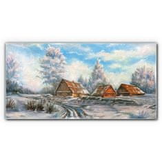 COLORAY.SK Skleneny obraz Zimné chata strom voľne žijúcich živočíchov 120x60 cm
