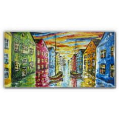 COLORAY.SK Skleneny obraz Maľba abstrakcie domy 100x50 cm