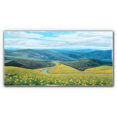 COLORAY.SK Skleneny obraz Kvety hory stromy krajina 120x60 cm