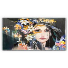 COLORAY.SK Skleneny obraz Abstrakcie žena kvety 140x70 cm