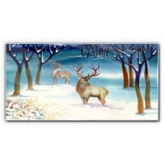 COLORAY.SK Skleneny obraz Zimné sneh jeleň strom 140x70 cm