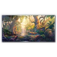 COLORAY.SK Skleneny obraz Fantasy forest river kvety 140x70 cm
