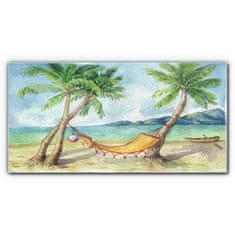 COLORAY.SK Skleneny obraz Beach palm sea hammock 120x60 cm