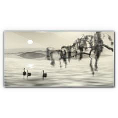 COLORAY.SK Skleneny obraz Jazero strom zvieracie vták 120x60 cm