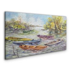 COLORAY.SK Obraz canvas Lake lode stromy obloha 140x70 cm