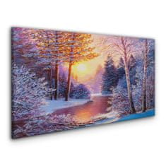 COLORAY.SK Obraz canvas Západ slnka na rieke sneh 100x50 cm