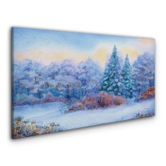 COLORAY.SK Obraz Canvas Akvarel Snow Strom les 140x70 cm