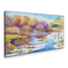 COLORAY.SK Obraz Canvas Akvarel strom rieka 120x60 cm