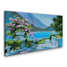 COLORAY.SK Obraz canvas Lake hory kvety 120x60 cm