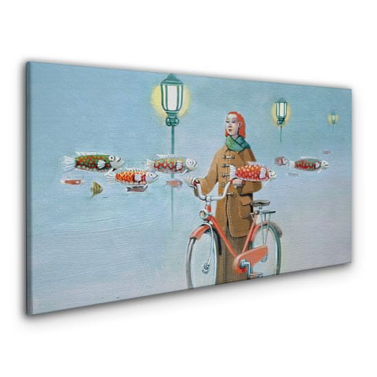 COLORAY.SK Obraz Canvas Maľovanie žien na bicykli hmla