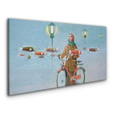 COLORAY.SK Obraz Canvas Maľovanie žien na bicykli hmla 120x60 cm