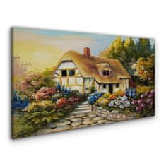 COLORAY.SK Obraz canvas Kvety strom chata vidiek 120x60 cm