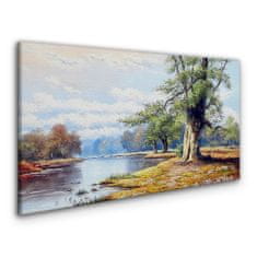 COLORAY.SK Obraz canvas Rieka lesné krajiny mraky 140x70 cm